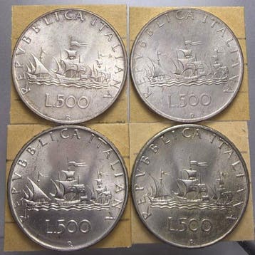 Italië, Republiek 500 Lire 1958-1961 argento (4 monete)