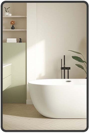 Wandspiegel – Rechthoekig – 91x61 cm - Aluminium frame -, Huis en Inrichting, Woonaccessoires | Spiegels, Verzenden, Nieuw