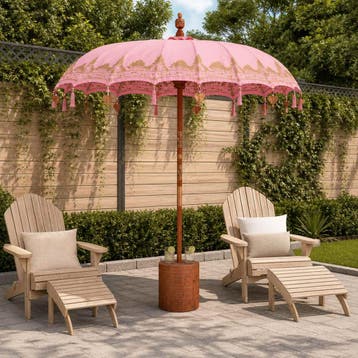 vidaXL Balinese parasol met basis 2 st Roze, Verzenden, Nieuw, 1 tot 2 meter