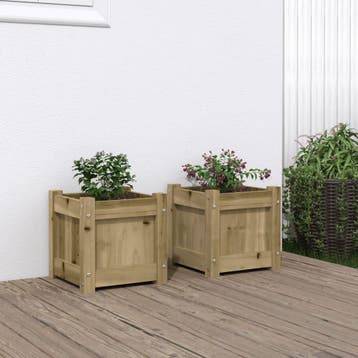 vidaXL Plantenbakken 2 st cm geïmpregneerd hout, Verzenden, Minder dan 60 cm, Nieuw, Hout