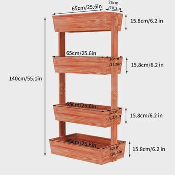 Verticale Houten Bloembakken 4 Lagen - Verhoogd Tuinbed Buit, Tuin en Terras, Bloempotten, Verzenden, Nieuw
