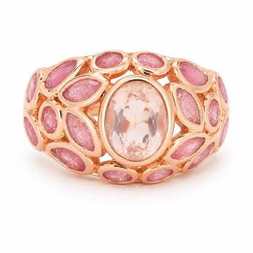 Zonder minimumprijs - Ring Verguld Quartz - Toermalijn - 18k, Nieuw