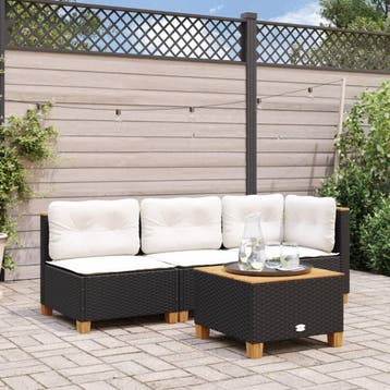 vidaXL Tuinbank zonder armleuning met kussens poly rattan, Verzenden, Nieuw