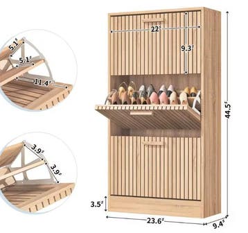 Smalle Houten Schoenenkast – 3 Kieplades en Ruimtebesparend, Huis en Inrichting, Kasten | Schoenenkasten, Verzenden, Nieuw