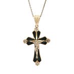 Gouden vintage kruis hanger met emaille en zirkonia 18 kt, Ophalen of Verzenden, Nieuw