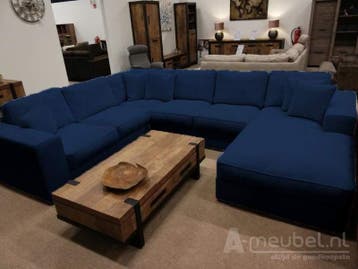 U-Bank Berlicum - u-banken - Blauw, Nieuw, 150 cm of meer, Stof, 250 tot 300 cm