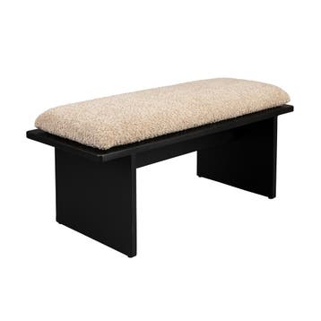 *WOONWINKEL* Dutchbone Shiho Zwart Bankje Met Beige Kussen, Huis en Inrichting, Banken | Bankstellen, Verzenden, Nieuw