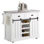 Keukenwagen met RVS Blad, Schuifdeuren & Flessenrek 116cm, Verzenden, Nieuw