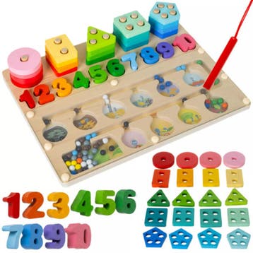 Kruzzel Houten Montessori sorter 3-in-1 – magnetisch dool., Ophalen of Verzenden, Nieuw