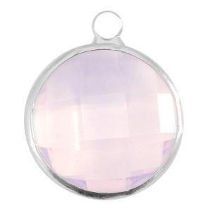 Crystal glas hanger rond 16mm Light rose opal-Silver (Nik..., Hobby en Vrije tijd, Kralen en Sieraden maken, Kraal, Nieuw, Ophalen of Verzenden