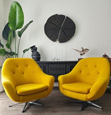 Lounge stoel - Katoen, Hout, Metaal - Twee loungechairs in