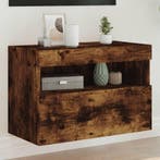 vidaXL Tv-wandmeubel met LED-verlichting 60x30x40 cm gerookt, Verzenden, Nieuw, Overige houtsoorten