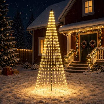 vidaXL LED Kerstboom 285 cm 744 LEDs Warmwit IJzer Zwart, Verzenden, Nieuw