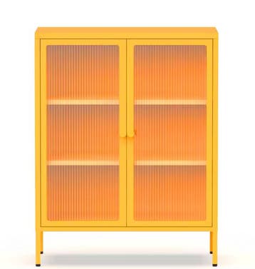 Archiefkast - Kantoorkast - Metalen kast met deuren - Oranje, Verzenden, Zo goed als nieuw