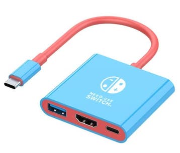 Switch Dock 4K - HDMI & USB-(C)-aansluiting - Blauw/Rood, Spelcomputers en Games, Spelcomputers | Overige, Ophalen of Verzenden