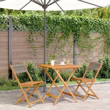 vidaXL 3-delige Bistroset polypropeen en massief hout grijs, Verzenden, Nieuw, Hardhout