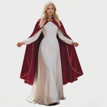 Unisex Middeleeuwse Fluwelen Cape met Opstaande Kraag - Rena, Verzenden