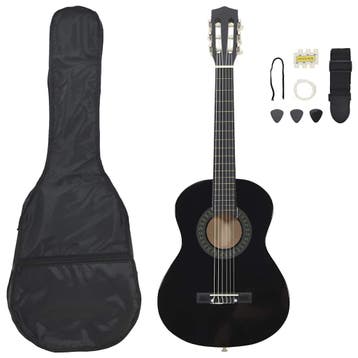 vidaXL 8-delige Gitaarset klassiek beginner 1/2 34 zwart, Muziek en Instrumenten, Verzenden, Nieuw