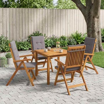 vidaXL 5-delige tuin eetset Naturel Massief Acaciahout, Verzenden, Nieuw