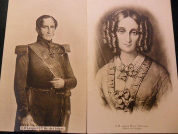 België - Royalty - Leopold 1 en Leopold II - Ansichtkaart, Gelopen