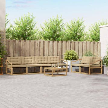 vidaXL Buiten bankenset 7 st Wit en Beige, Verzenden, Nieuw