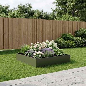vidaXL Plantenbak Olijfgroen 80 x 80 x 20 cm Koudgewalst, Minder dan 30 cm, Verzenden, Nieuw, Metaal