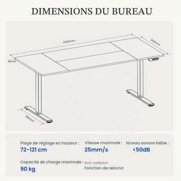 Zit sta bureau - Elektrisch - Verstelbaar - 200x80cm - QB2W, Verzenden, Zo goed als nieuw