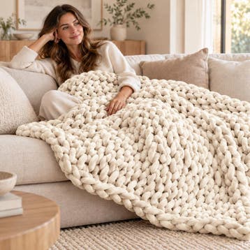 Grofgebreide verzwaringsdeken 5 kg - 130 x 150 cm | crème, Verzenden, Nieuw