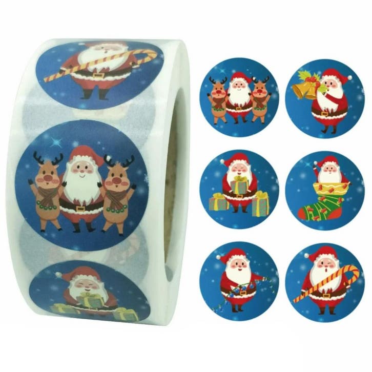 500 Kerst Stickers Op Rol - 2.5cm - Kerststickers -, Diversen, Cadeauverpakkingen, Verzenden