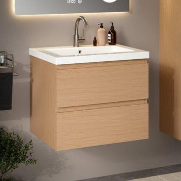 2dekans | Mirlux Badkamermeubel Licht Eiken 60 cm - Wastafel, Huis en Inrichting, Ophalen of Verzenden, Zo goed als nieuw