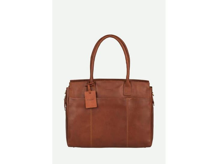 Burkely Vintage Doris - Laptopbag 15.6 - Leer - Cognac, Computers en Software, Laptoptassen, Zo goed als nieuw, Verzenden