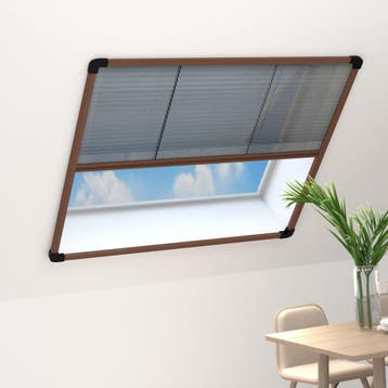 vidaXL Raamhor plissé 120x120 cm aluminium bruin, Verzenden, Nieuw, Bruin