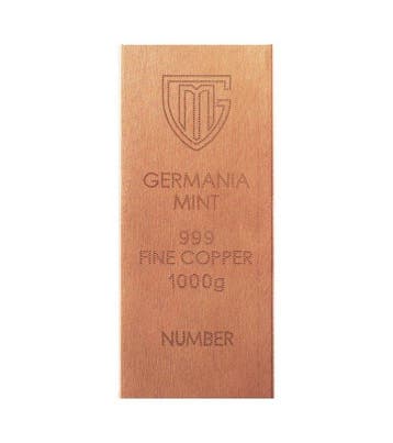 1 kilogram - Koper .999 - Germania Mint Kupferbarren RAW BAR, Postzegels en Munten, Edelmetalen en Baren