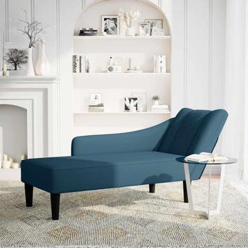 vidaXL Chaise longue met rechterarmleuning fluweel blauw, Verzenden, Nieuw