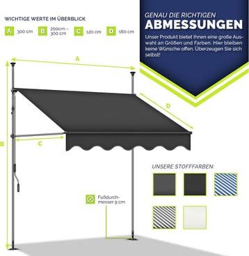 Klemluifel - Balkon luifel - Verticale luifel - 300 cm - Ant, Verzenden, Zo goed als nieuw