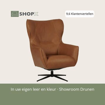 Leren draaifauteuil Leaf - Rancho Cognac (cognac) -, Huis en Inrichting, Eigentijds, Klassiek, Modern, Romantisch, Vintage, Nieuw