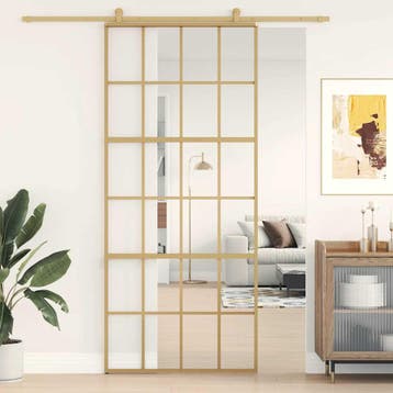 vidaXL Schuifdeur 90x205 cm helder ESG-glas en aluminium, Verzenden, Nieuw