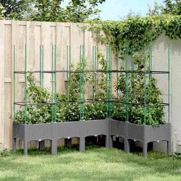 vidaXL Plantenbak met latwerk 160x120x142,5 cm polypropeen, Tuin en Terras, Verzenden, Nieuw, 100 cm of meer