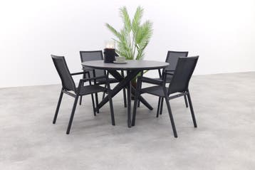 Atmos/Dublin 120 cm. ronde tuinset - 5-delig, Verzenden, Nieuw, Overige materialen, Tuinset