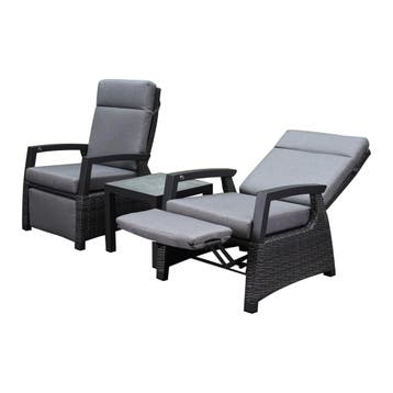 Dallas lounge balkonset 3 delig verstelbare rugleuning en, Ophalen of Verzenden, Nieuw, Wicker