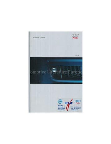 2002 AUDI RS6 HARDCOVER BROCHURE DUITS, Nieuw, Audi, Author