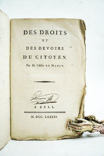 LAbbé Gabriel Bonnot de Mably - Des droits et des devoirs, Antiek en Kunst