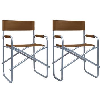 vidaXL Regisseursstoelen 2 st staal bruin, Tuin en Terras, Tuinstoelen, Verzenden, Nieuw, Metaal