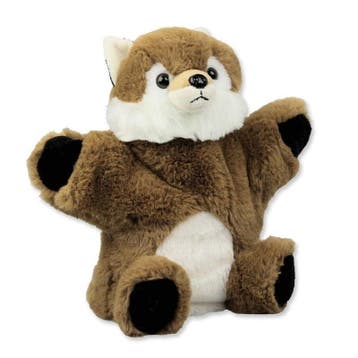 Pluche vos handpop - knuffel - 22 cm - bruin, Verzenden, Nieuw