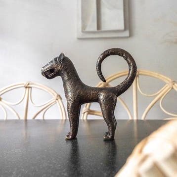 sculptuur, African bronze - Benin Leopard Sculpture - Edo -