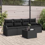 vidaXL Tuin Sofa Set Zwart poly rattan, Tuin en Terras, Verzenden, Nieuw, Rotan, 5 zitplaatsen