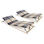 vidaXL Lattenbodems 2 st met 42 latten 7 zones 80x200 cm, Eenpersoons, Bruin, Verzenden, Nieuw