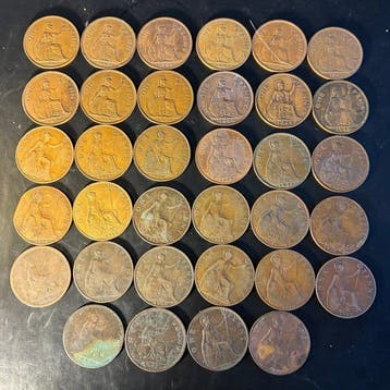 Verenigd Koninkrijk. 1 Penny 1860–1967 (Lot of 34 coins)