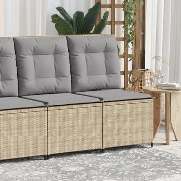 vidaXL Tuinbank verstelbaar met kussens poly rattan beige, Tuin en Terras, Verzenden, Nieuw