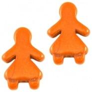 10 x Keramiek Poppetje kraal Licht oranje 16x23 mm (Kralen), Ophalen of Verzenden, Nieuw, Kraal